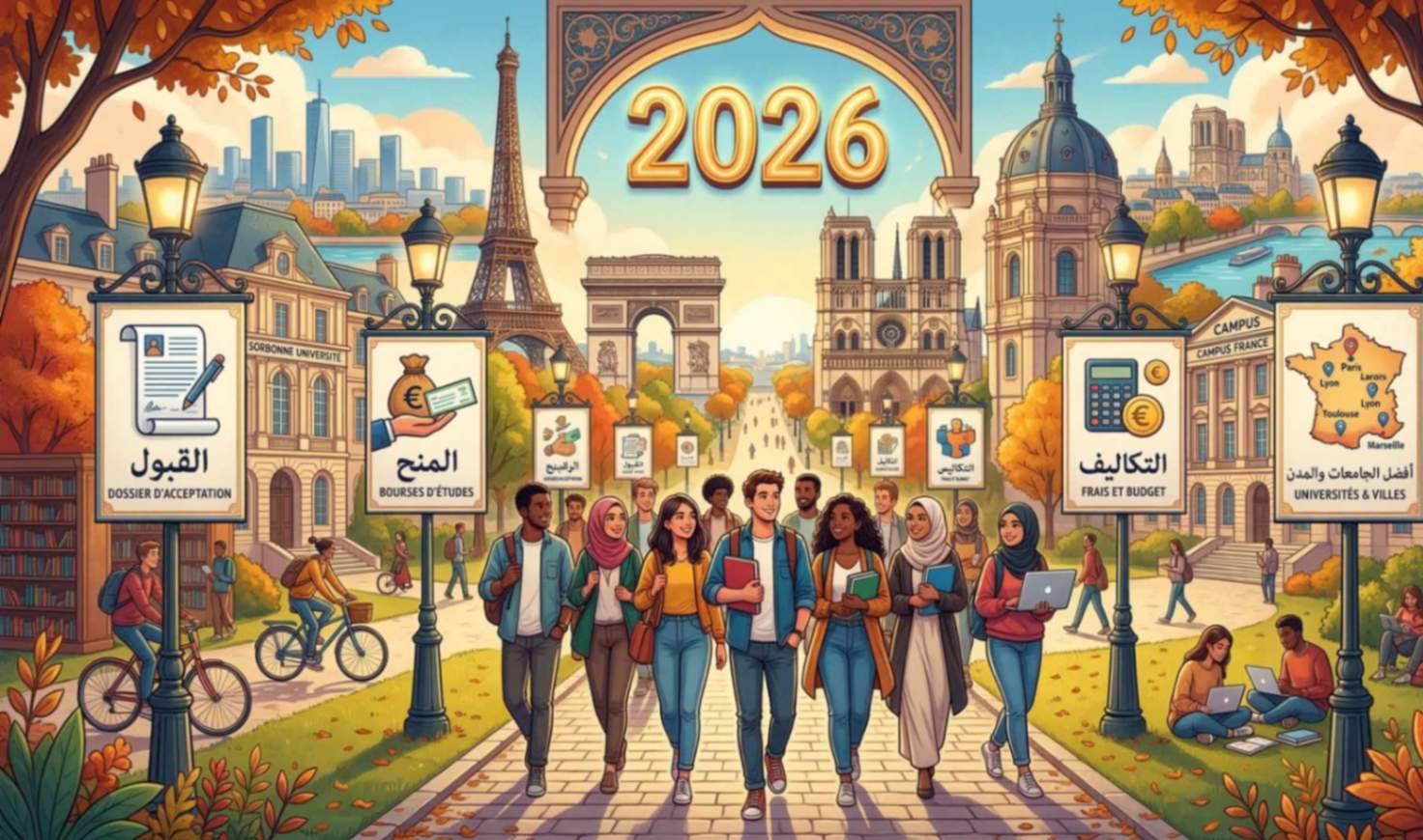 الدراسة في فرنسا 2026: الدليل الشامل للطلاب العرب [القبول، المنح، التكاليف والجامعات - محدث أبريل]